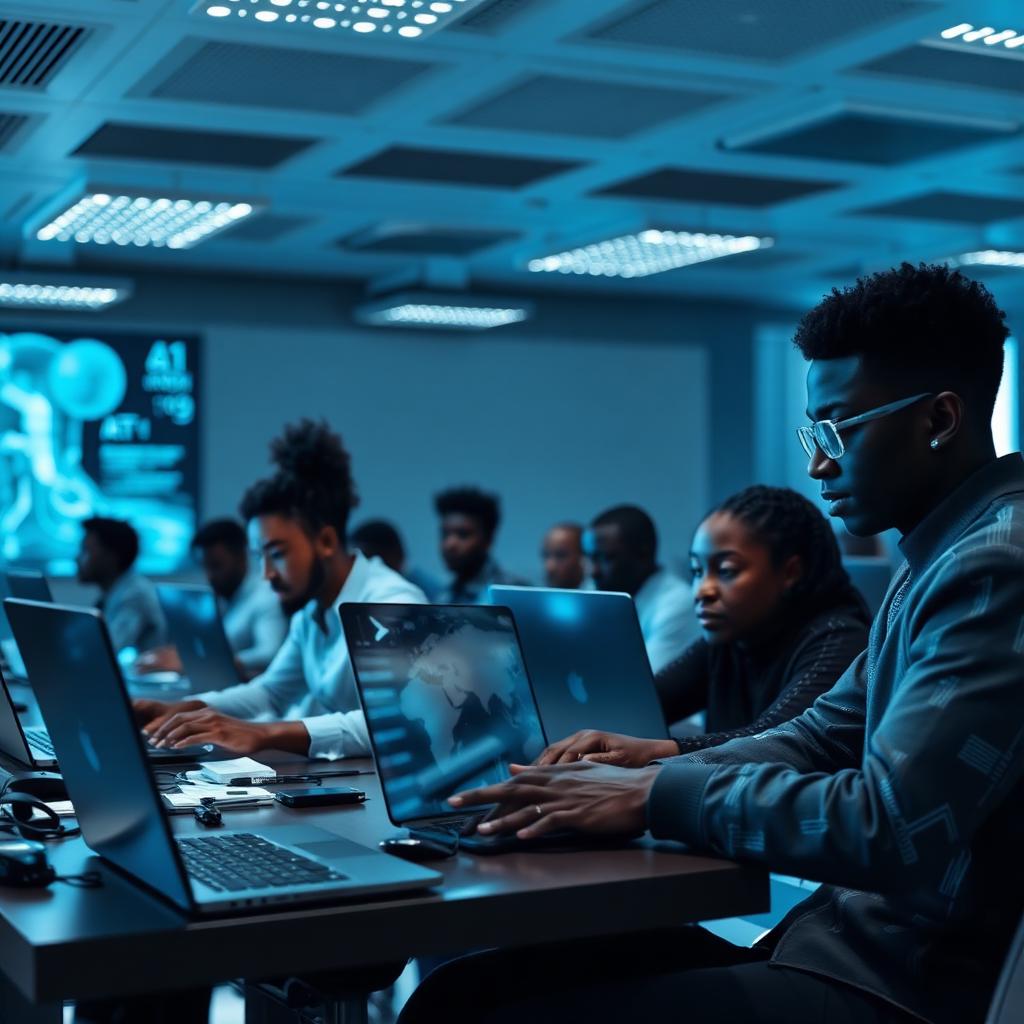 Diverse students learning in an AI-powered classroom