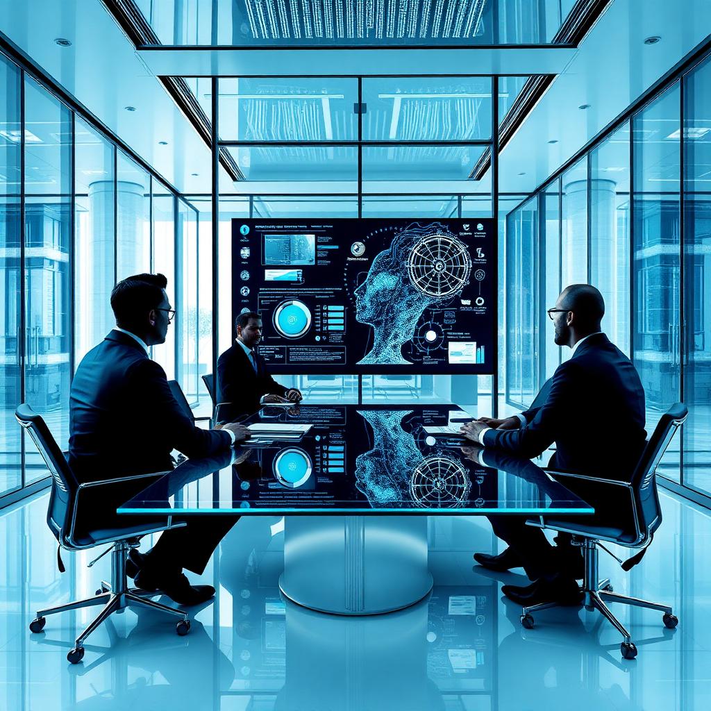 Executive leadership training session in a modern boardroom
