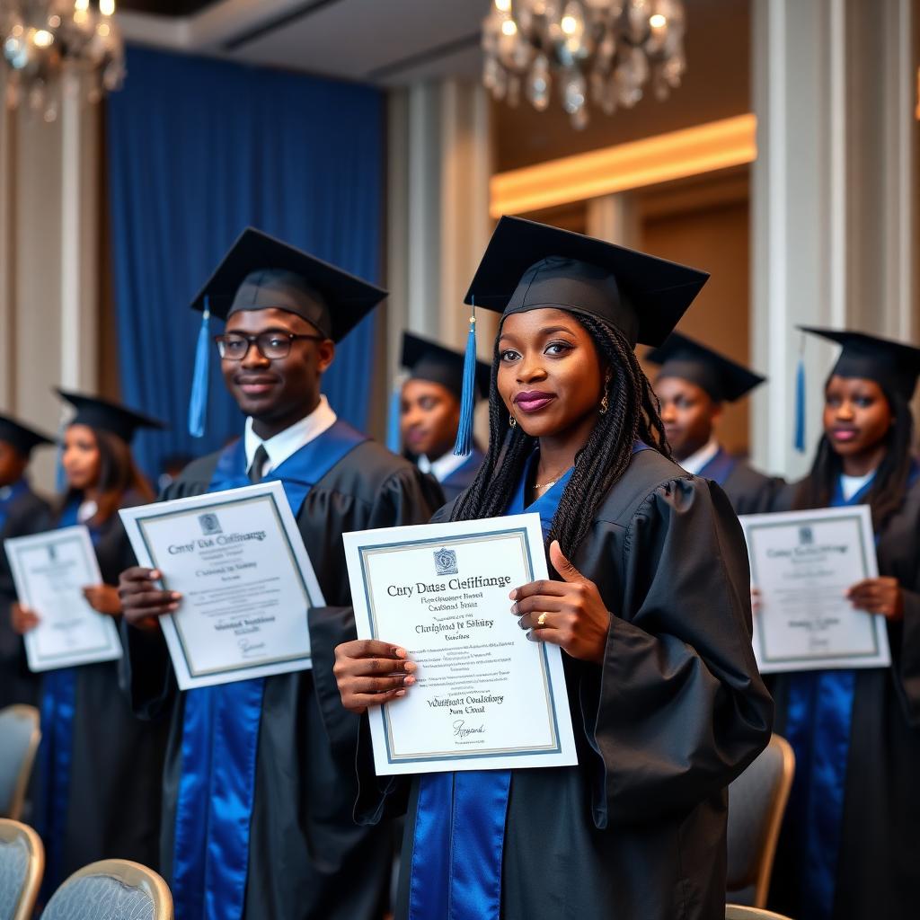 Graduates receiving certificates at a professional induction ceremony